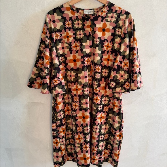 Dress Forum - Retro Floral Long Sleeve Dress - Pink, Orange, Black (NWT) - Picture 1 of 6